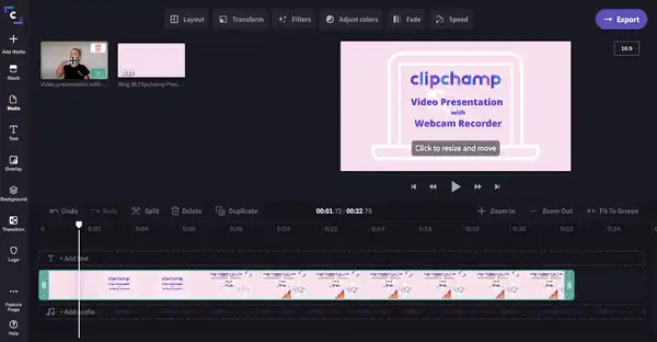 Overlay a video-How to Create an Engaging Video Presentation with Webcam-Clipchamp blog