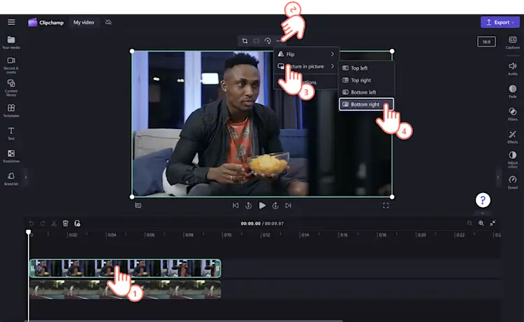 Obraz przedstawiający użytkownika klikającego przycisk obrazu w obrazie na przestawnym pasku narzędzi.
