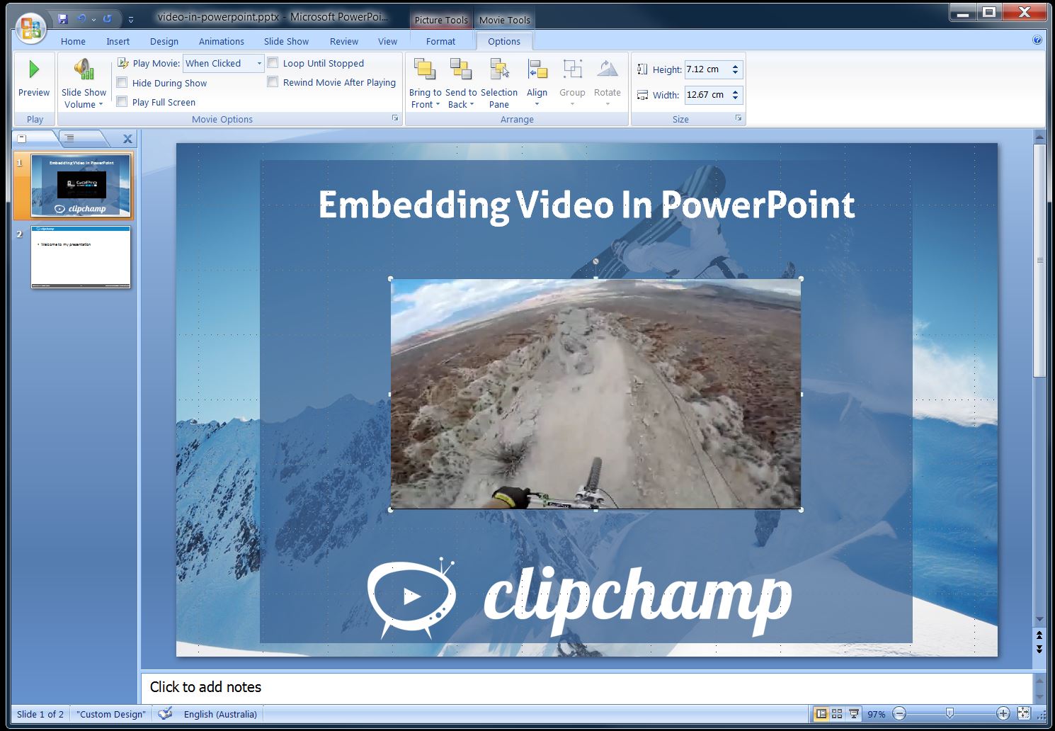 embedding a video in a powerpoint presentation