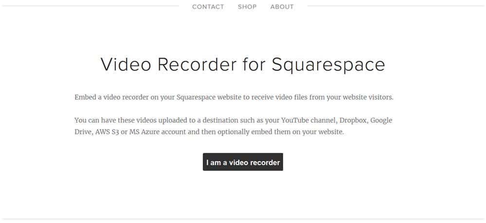 squarespace video recorder - page preview
