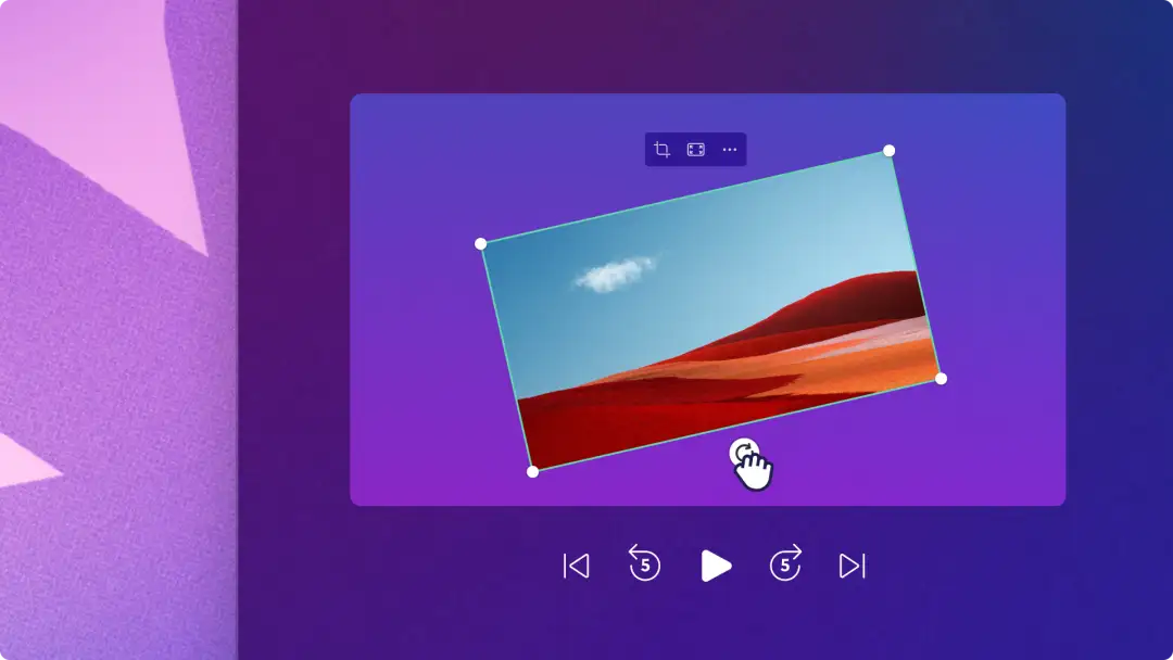 Image de la fonctionnalité de rotation à main levée dans Clipchamp.