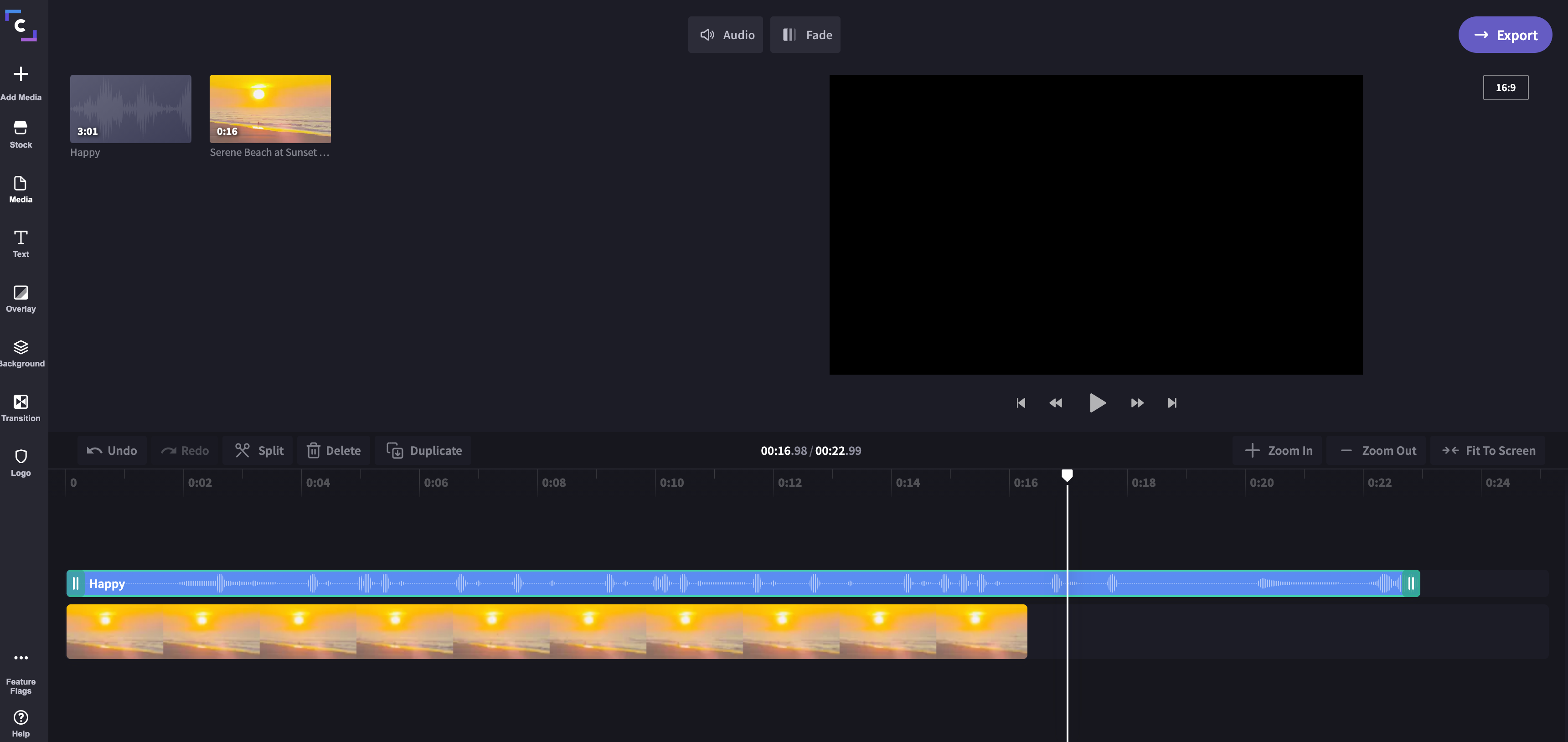 Select audio to trim