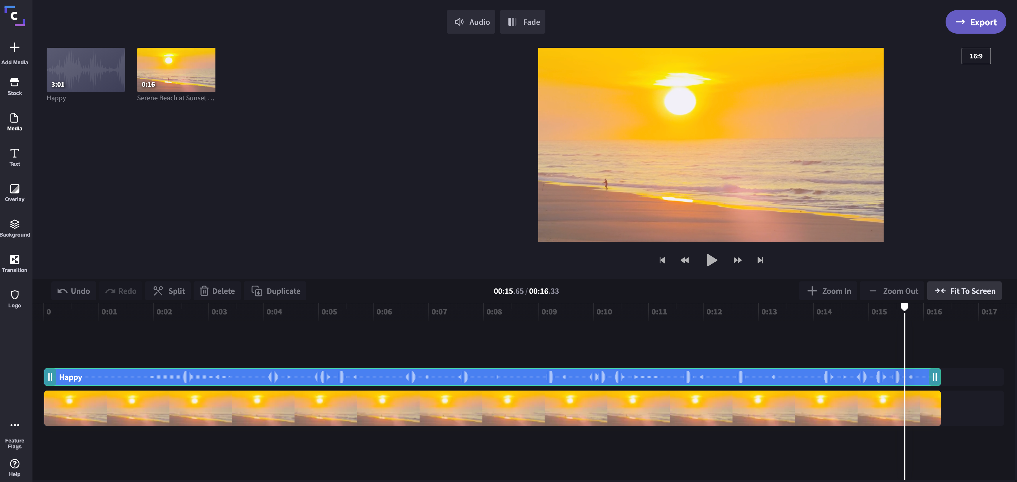 Audio trimmed to match video file