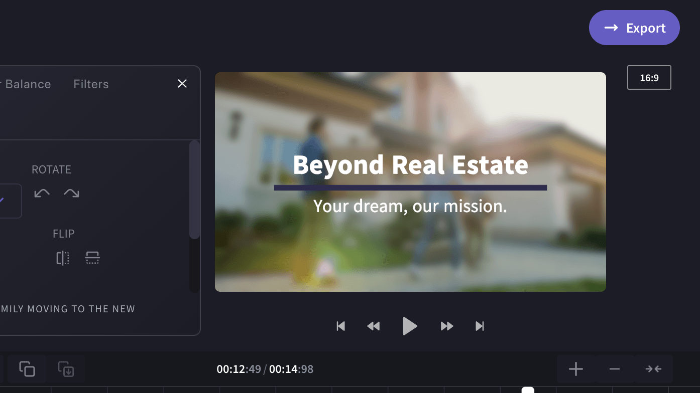Clipchamp Create real estate video export