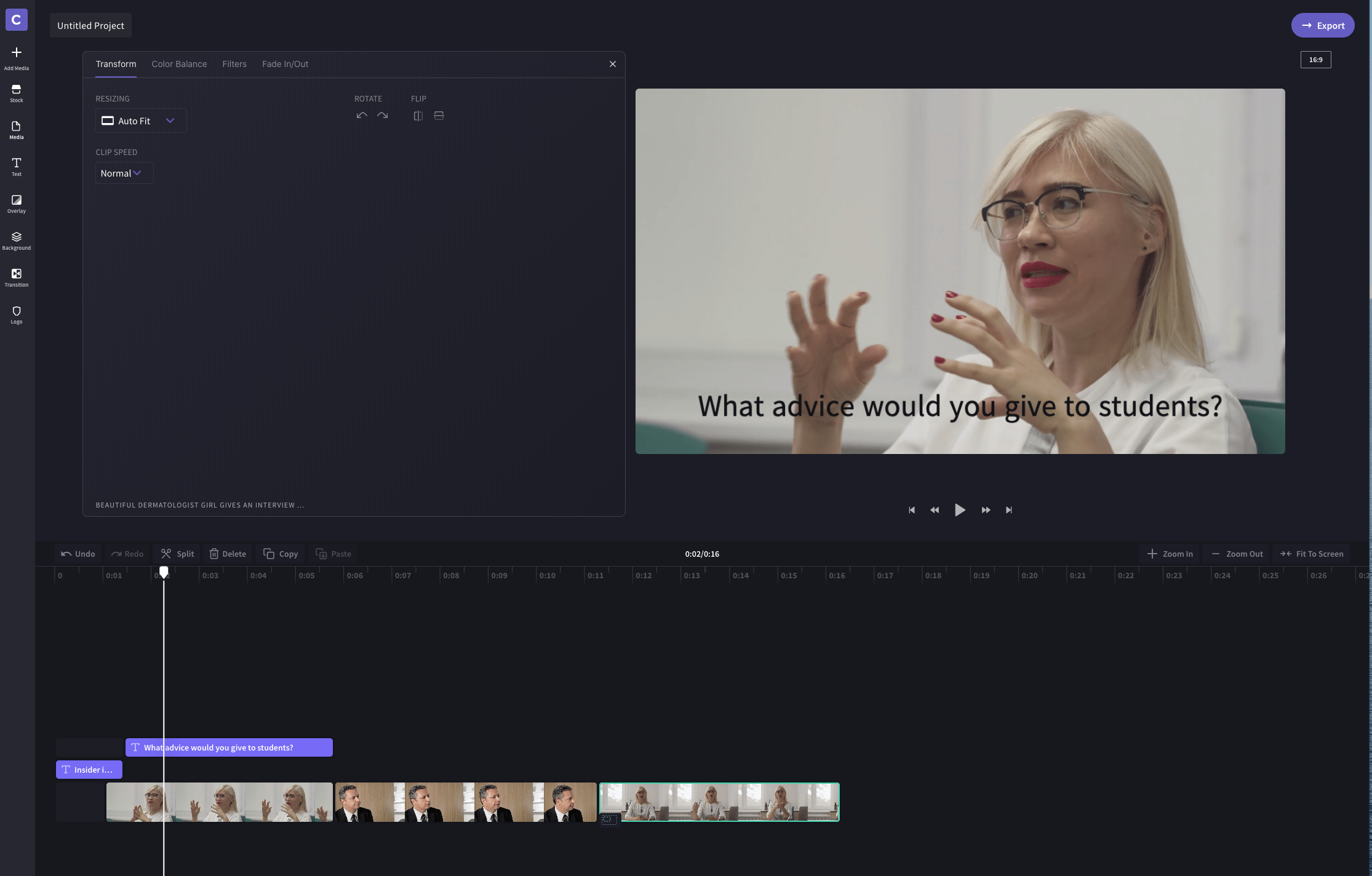 Editing video interviews on Clipchamp Create
