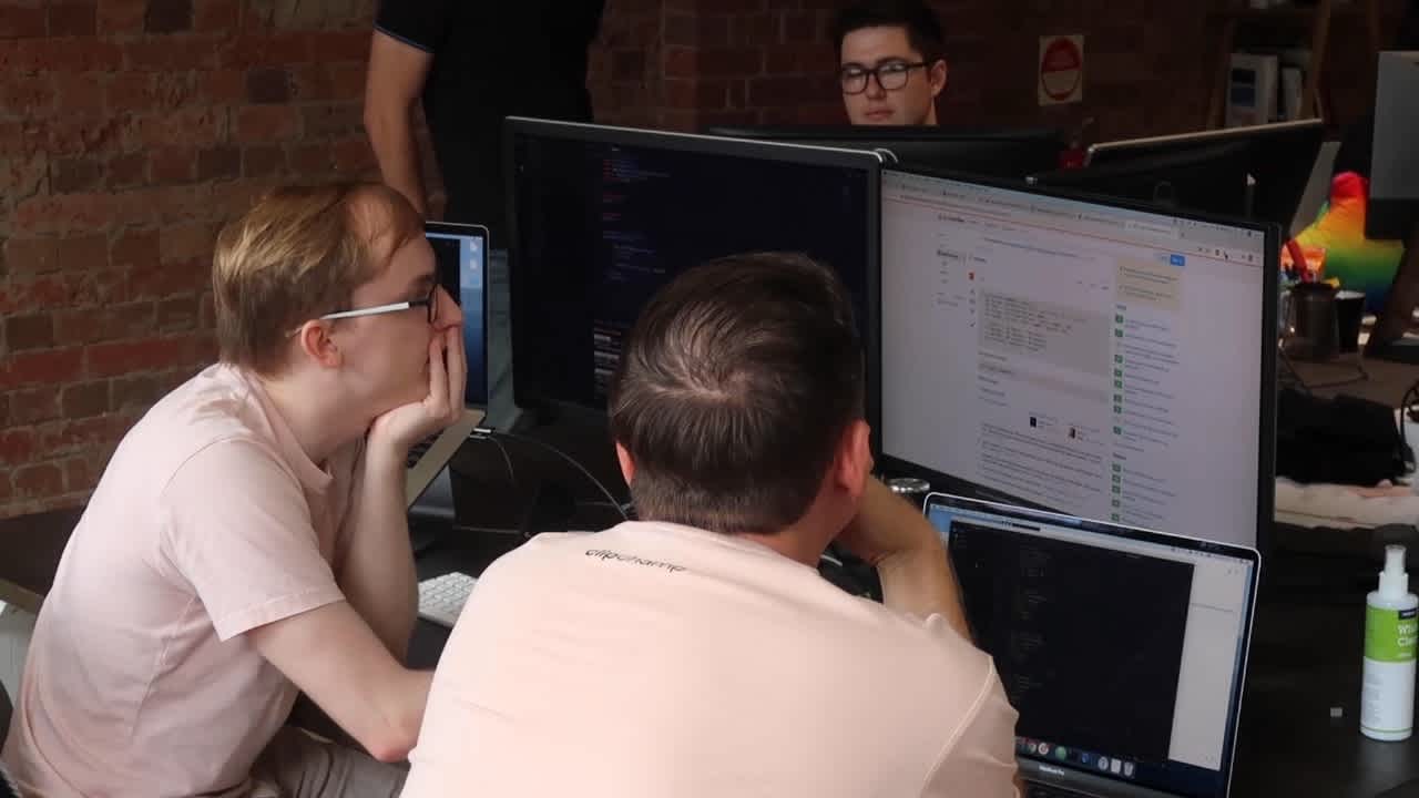 Clipchamp team working on hack day.