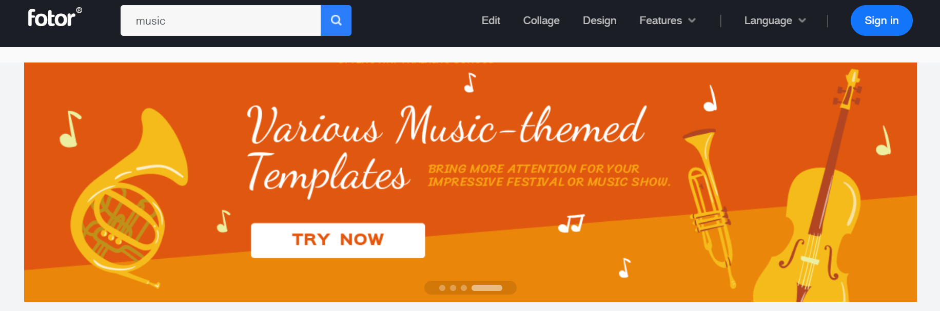 Various music-themed templates from Fotor