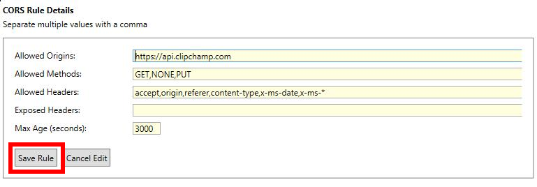 clipchamp video uploads to Azure