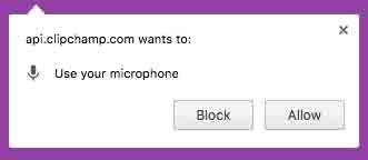 Browser permissions dialog when using the Clipchamp API without a reverse proxy