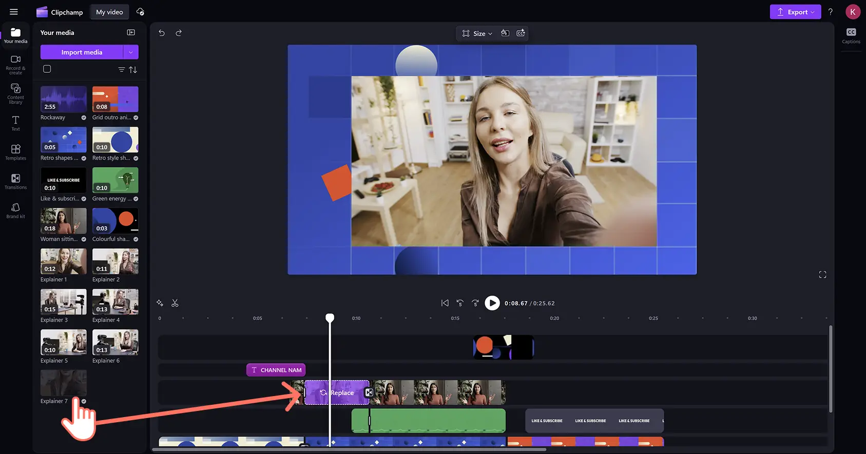 ユーザーがテンプレートの追加ボタンをクリックする様子の画像。