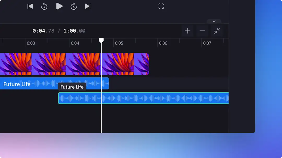 Imej fail audio dalam Clipchamp.