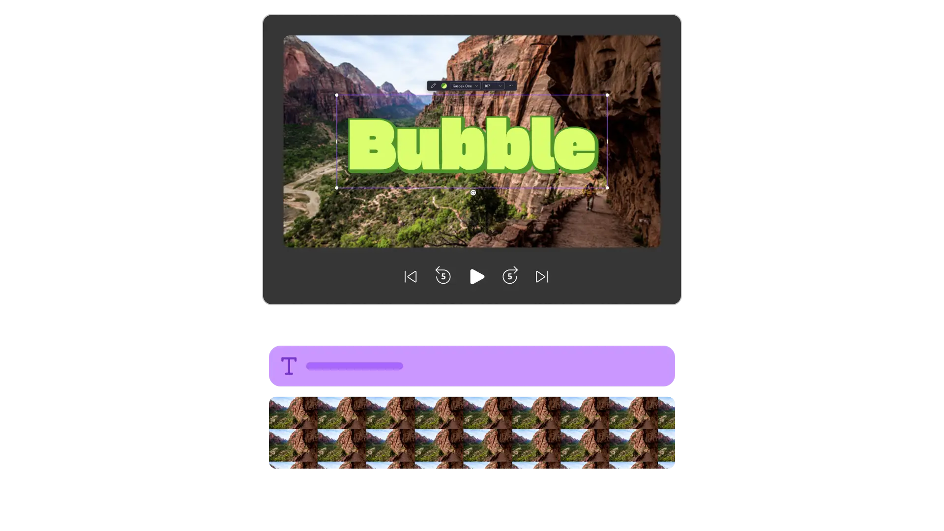 User editing text in video preview in Clipchamp