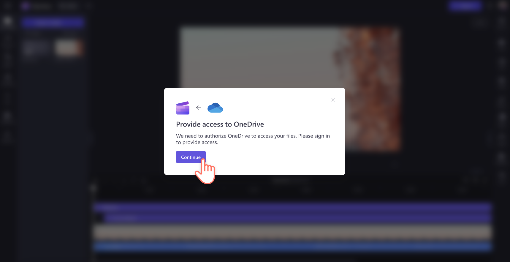 Enable permissions from Clipchamp to OneDrive