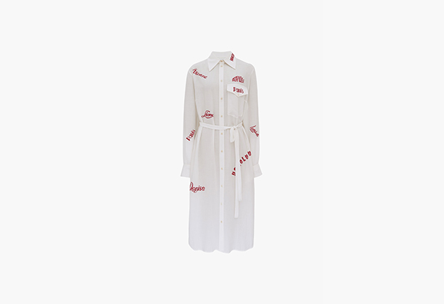 Victoria Victoria Beckham City Embroidered Shirt Dress In White