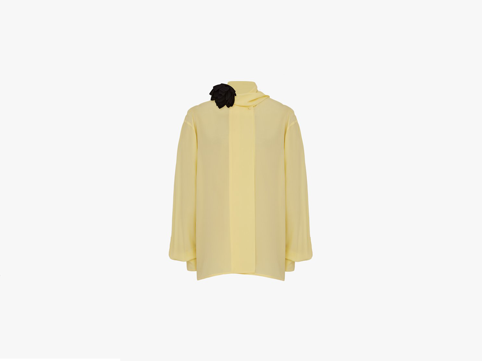 Victoria Beckham Scarf Neck Blouse in Lemon Yellow