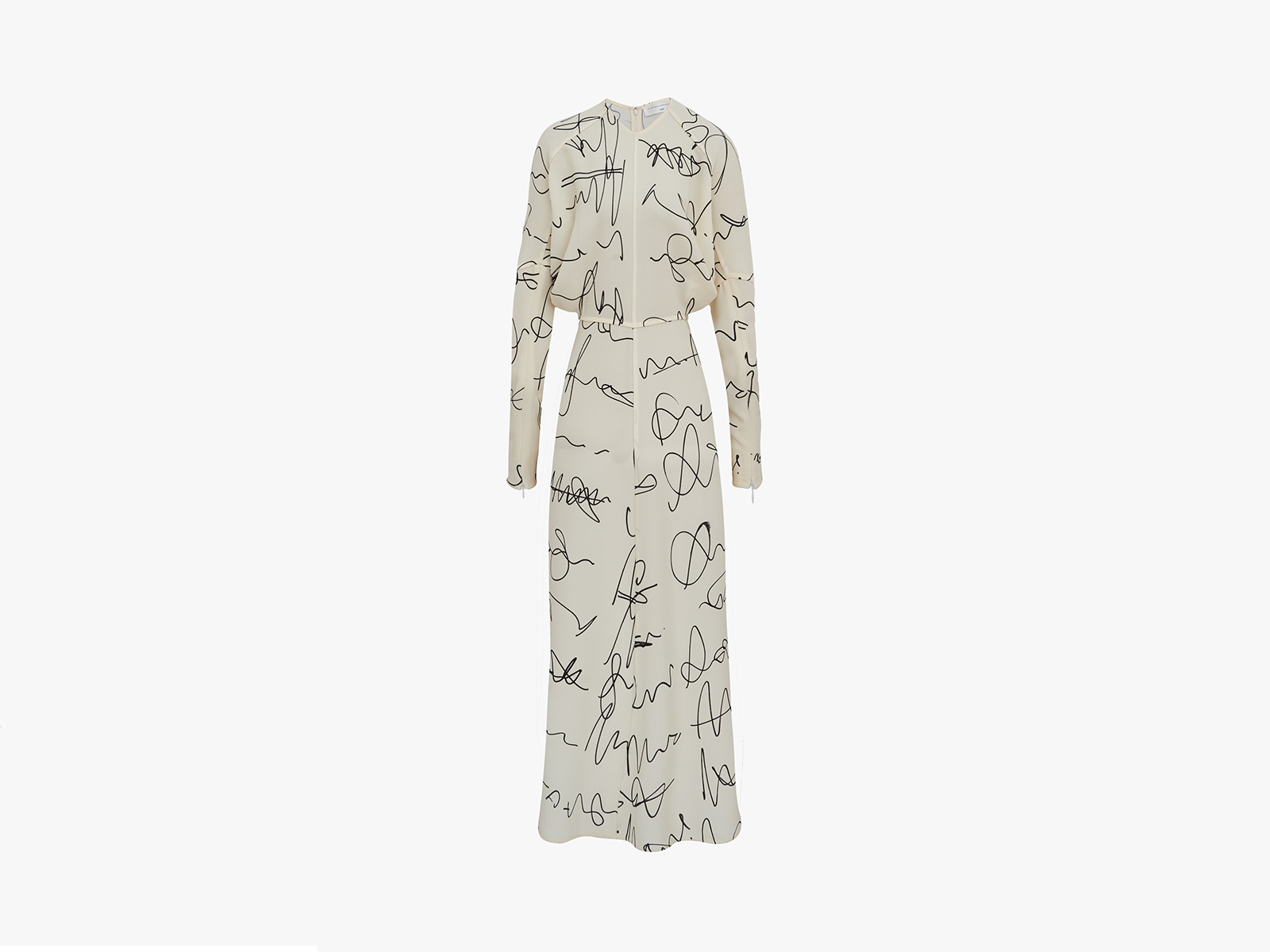 Victoria Beckham Long-sleeved Dolman Midi Dress in Scribble Print