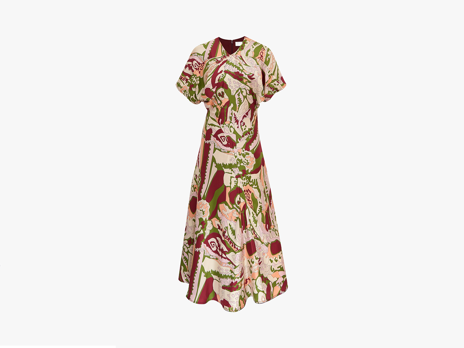 Victoria Beckham V-Neck Panelled Flare Dress In Abstract Print