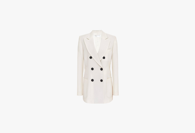 Victoria Beckham Double-Breasted Tuxedo Jacket In White