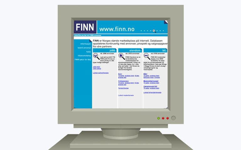 FINN.no anno 1998. Man kan trygt si at en del har skjedd siden den gang ...