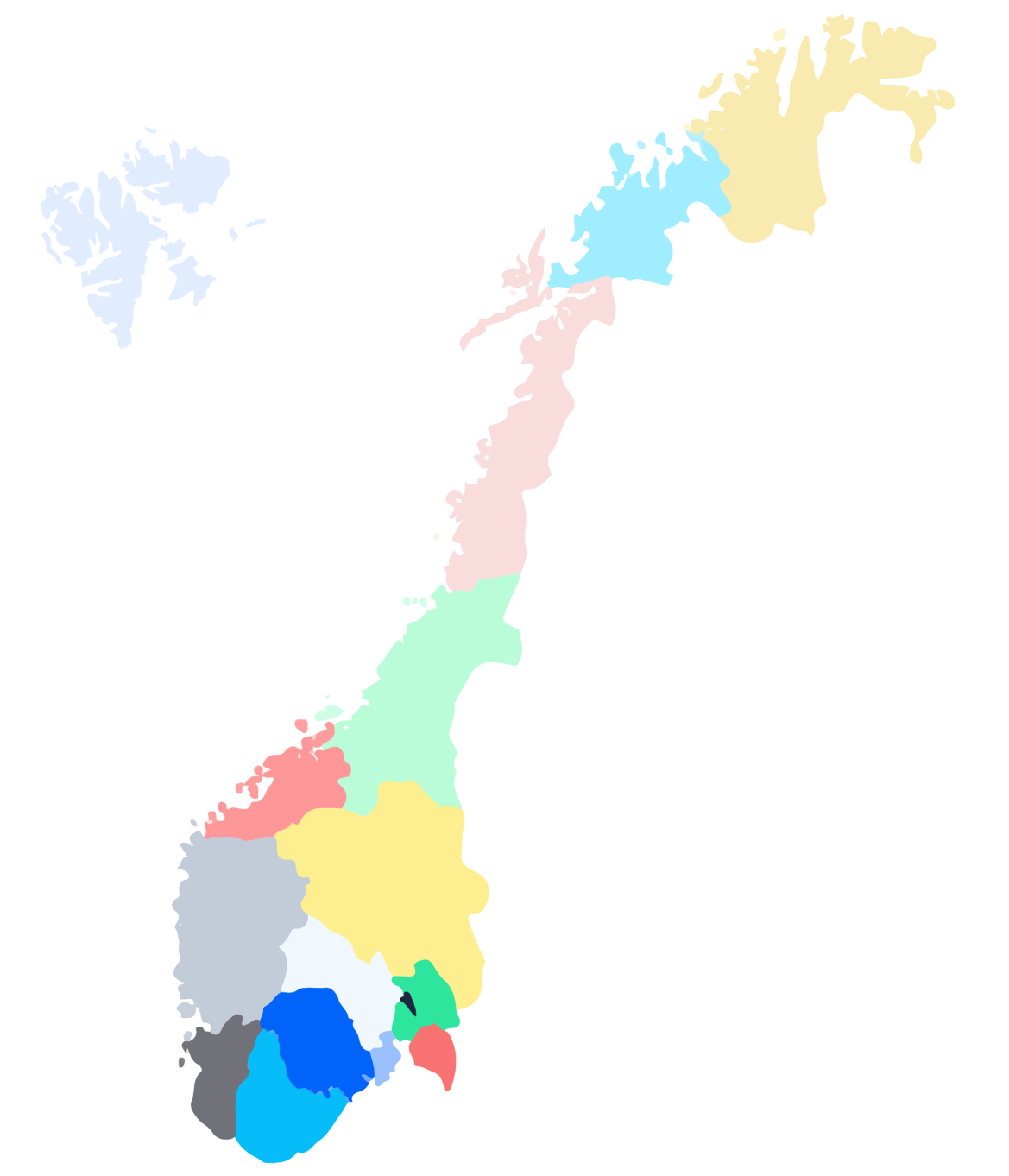 Dette er en kart-illustrasjon over Svalbard og Norge