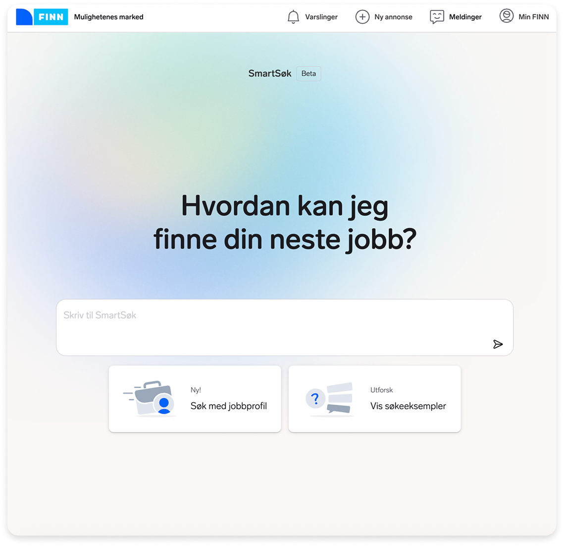 Bildet viser Smart Søk-løsningen til FINN jobb.