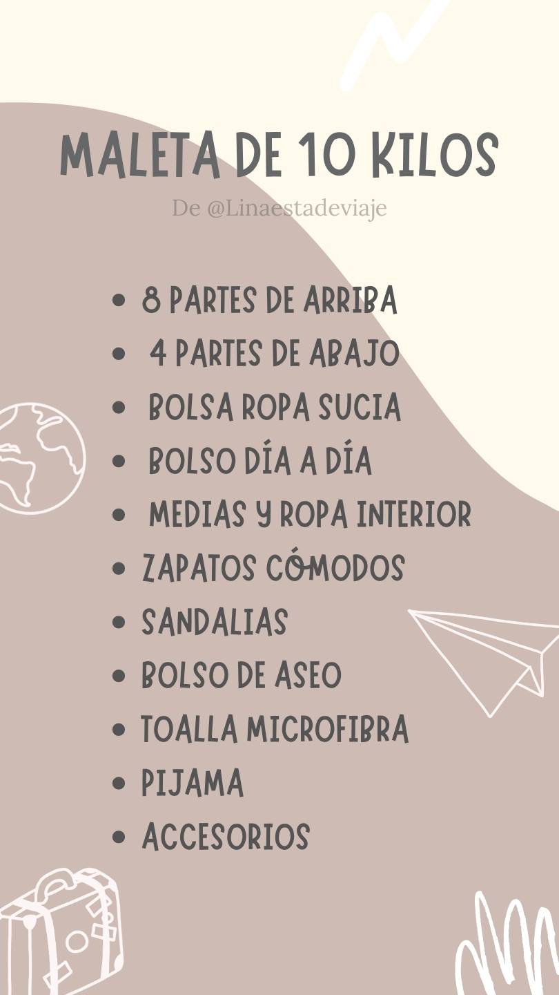 Listado de cómo empacar en una maleta de 10 kg. Linaestadeviaje