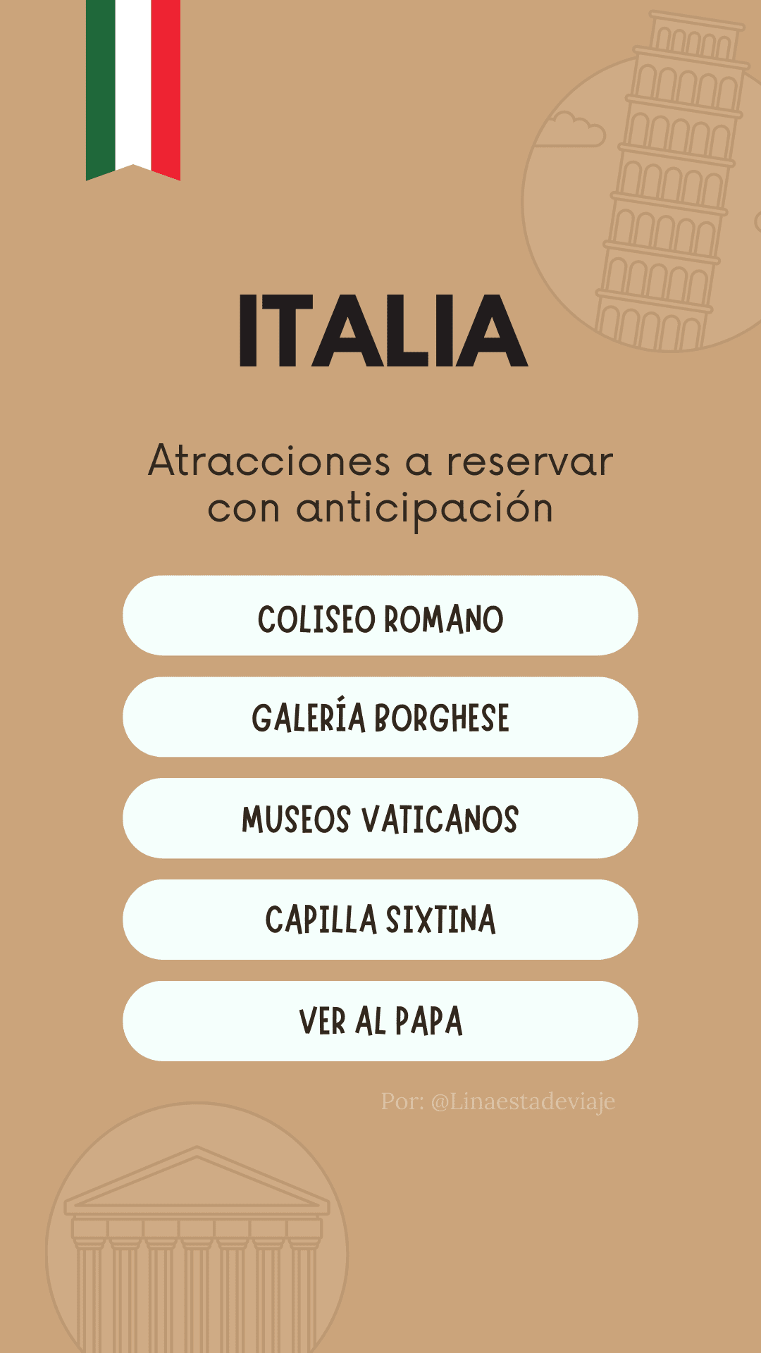 Atracciones para reservar con anticipación en Europa. Italia. Linaestadeviaje