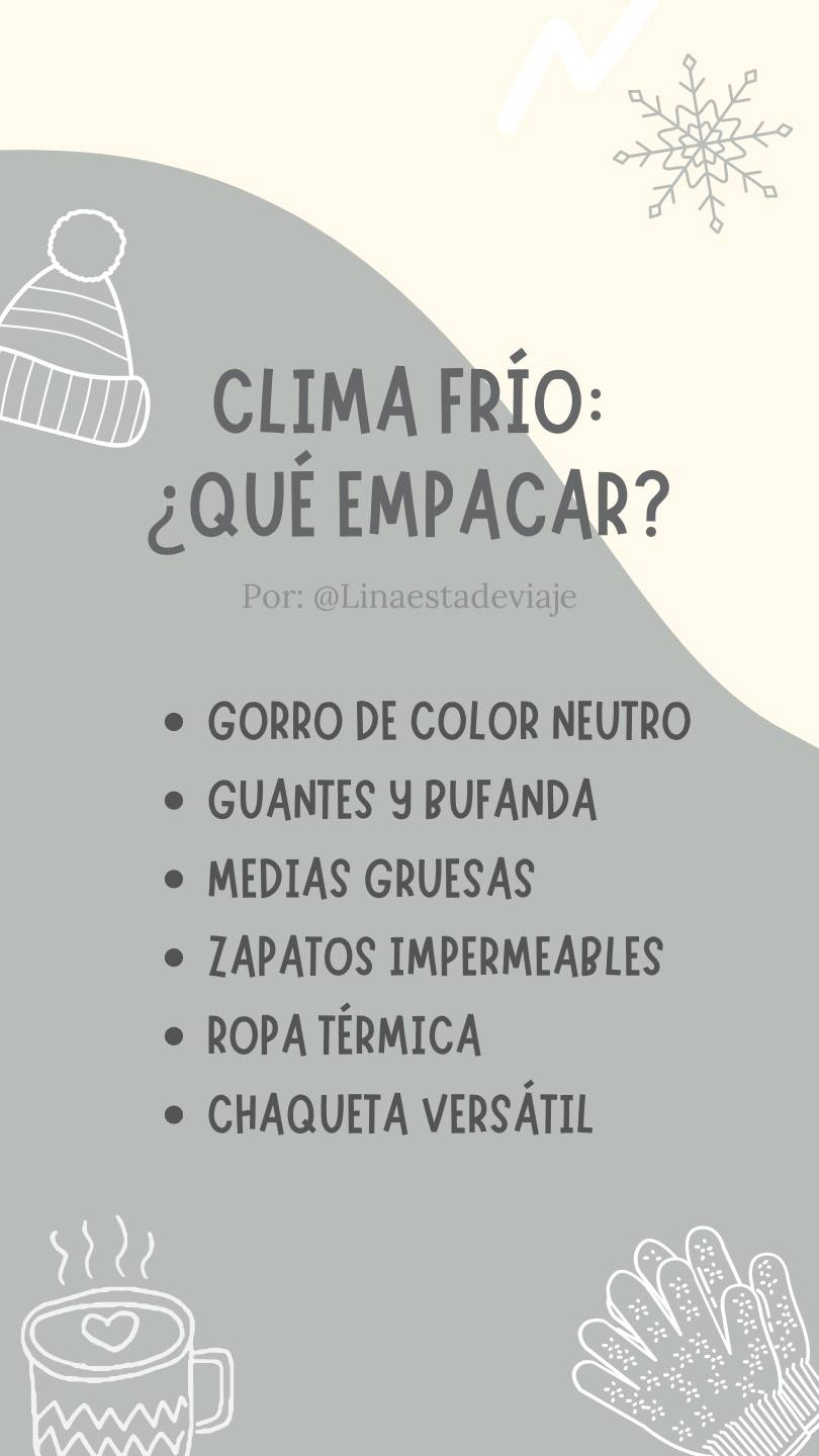 Listado de cómo empacar en una maleta de 10 kg clima frío. Linaestadeviaje