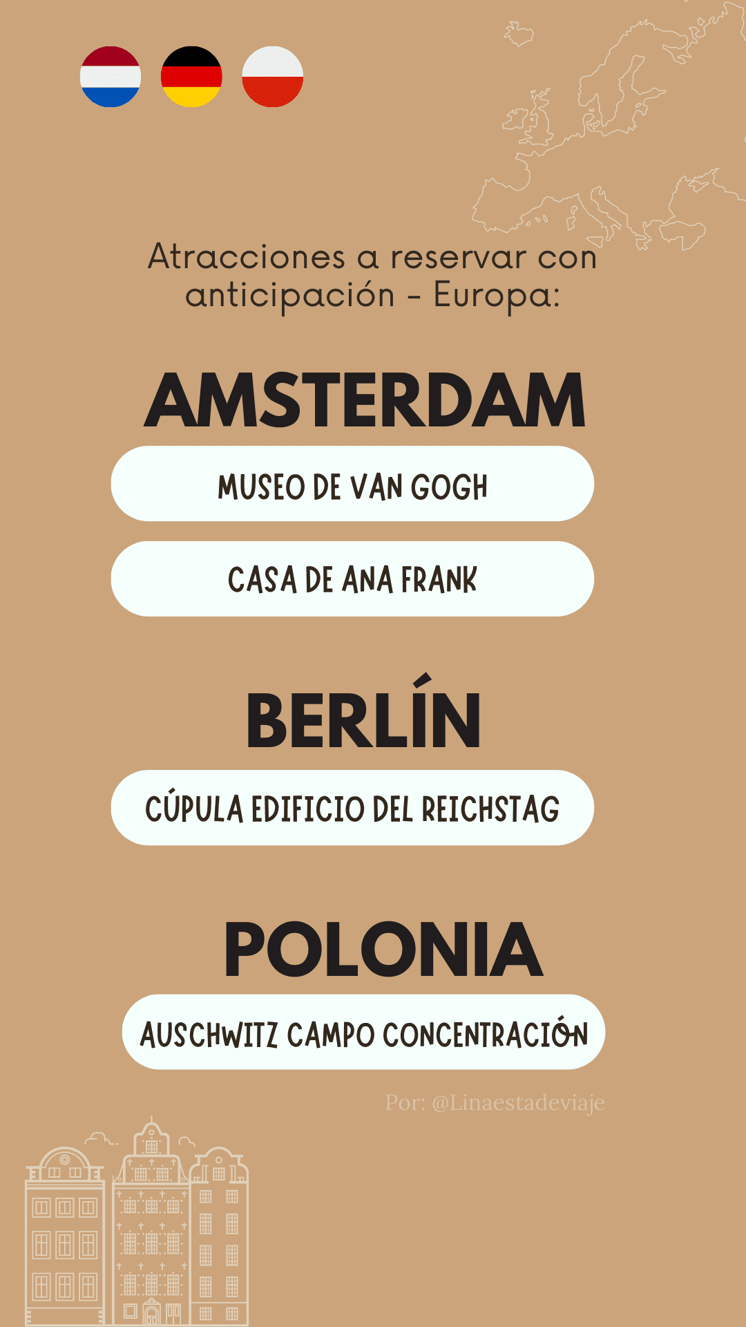 Atracciones para reservar con anticipación en Europa. Varios países. Linaestadeviaje