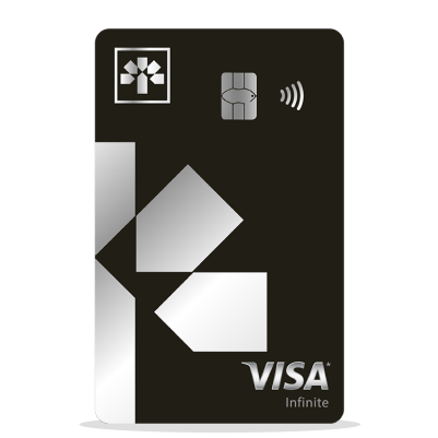 Black Laurentian Bank Visa Infinite* credit card.