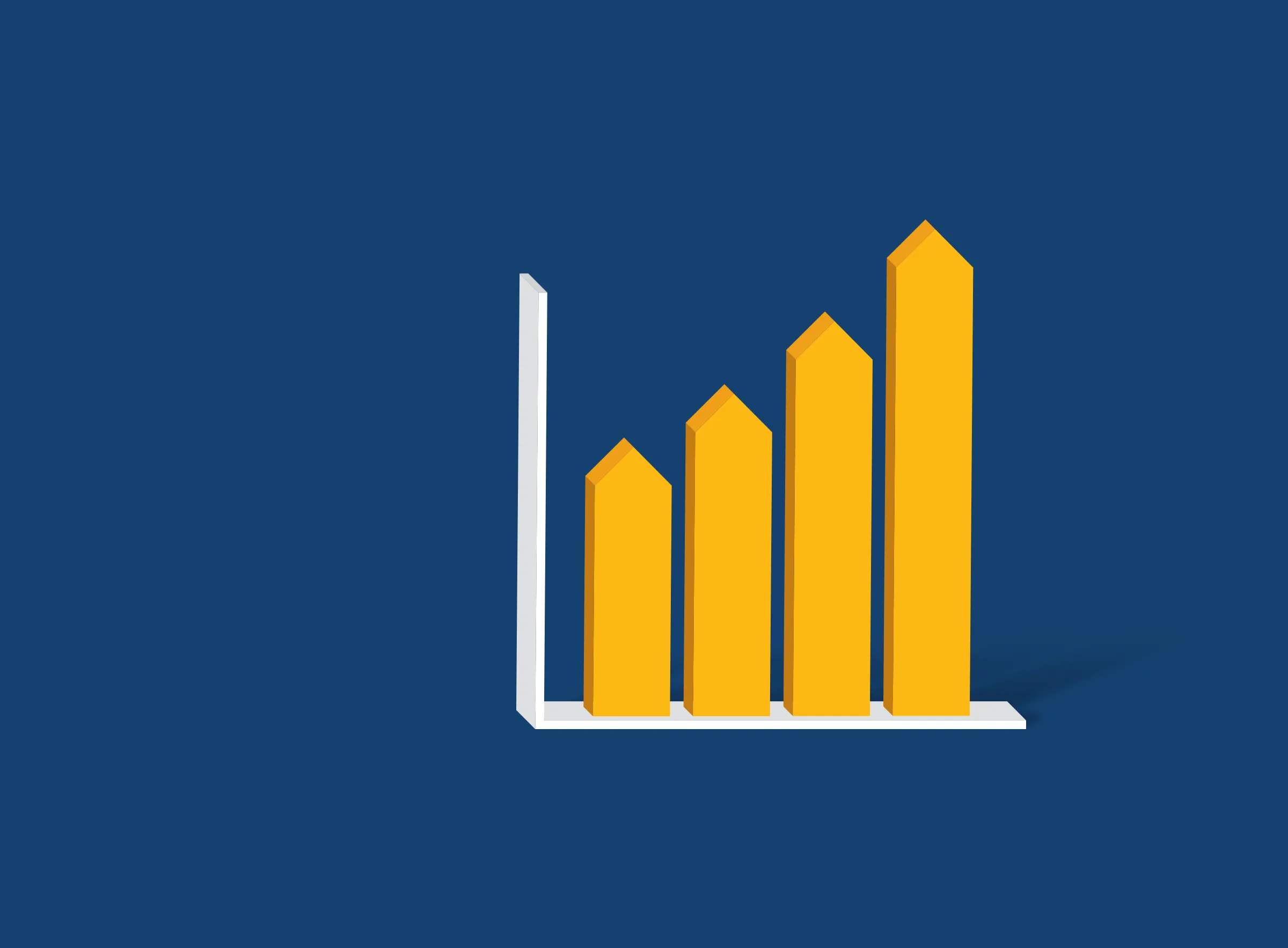 Four yellow bars at different levels are arranged vertically to form a bar graph.