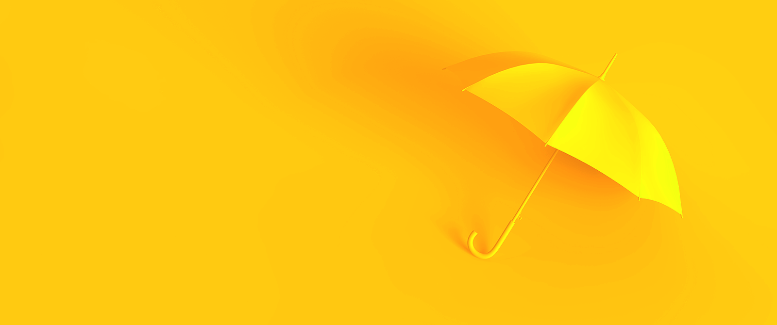 An open yellow umbrella.