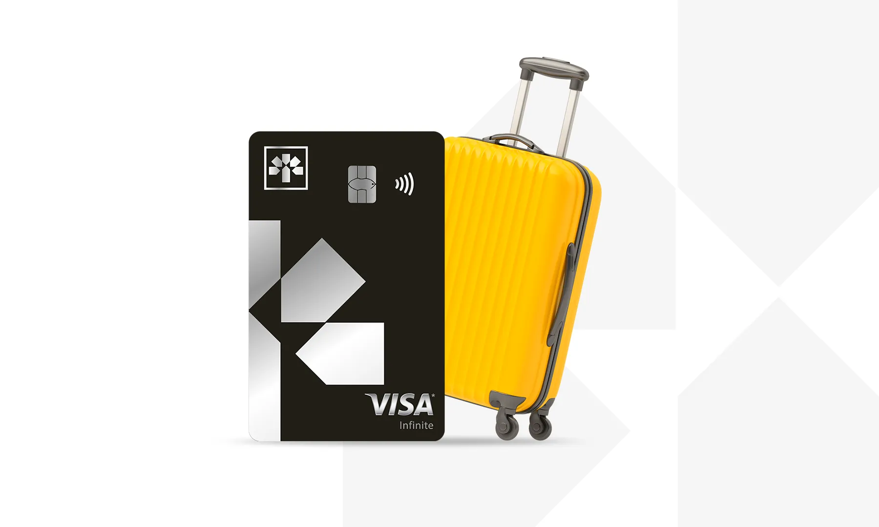 Carte de crédit Visa Infinite* Banqe Laurentienne avec une valise jaune
