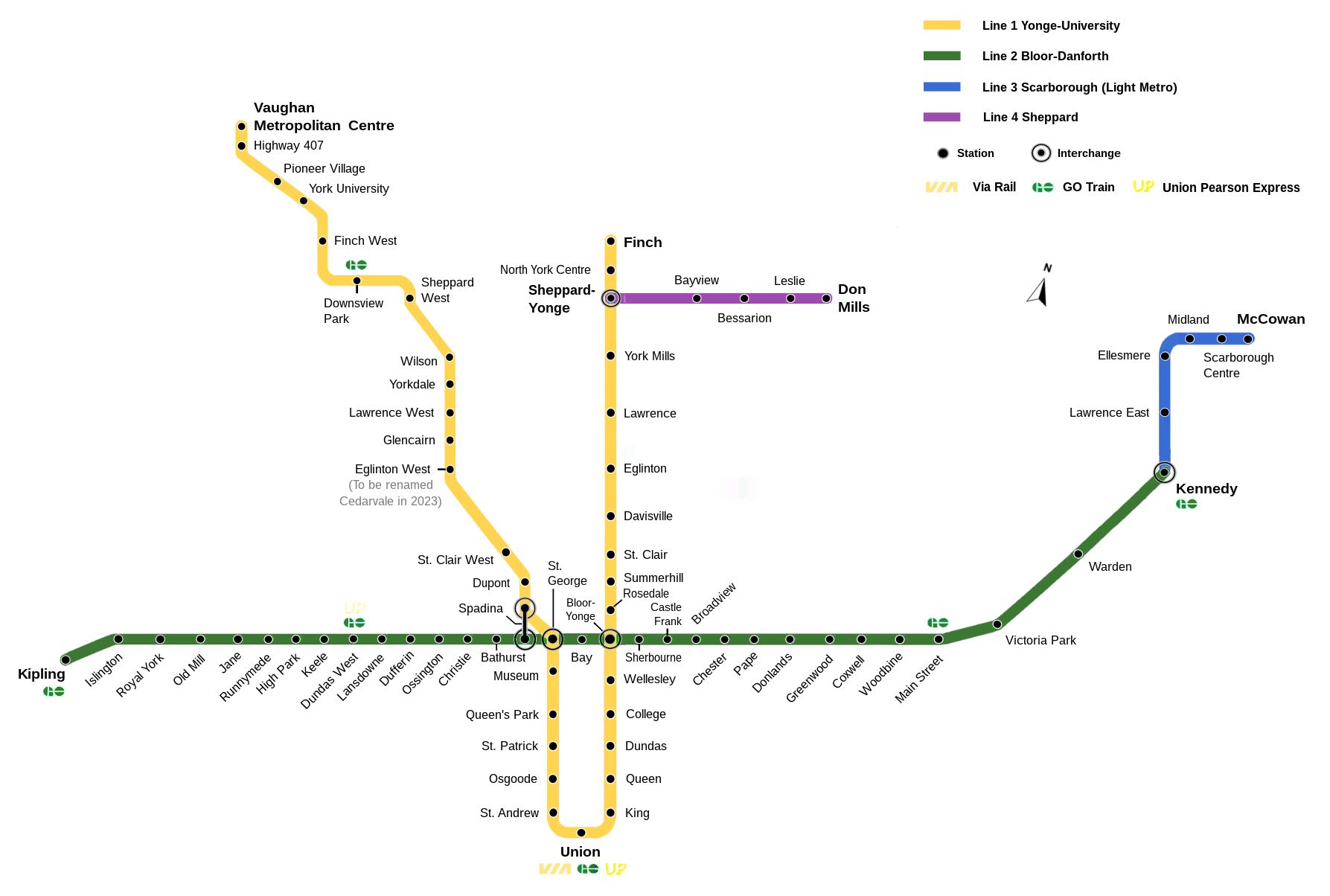 Toronto TTC Subway map 2023