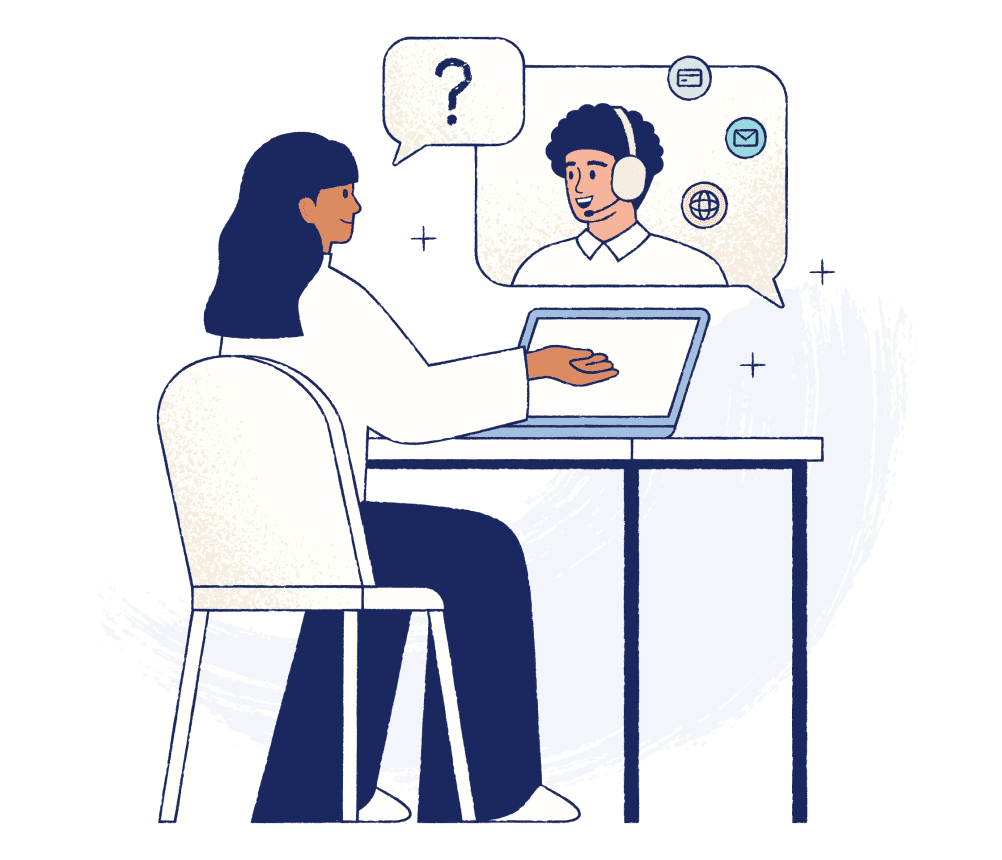 Illustration of two people in discussion about 1Password integrations