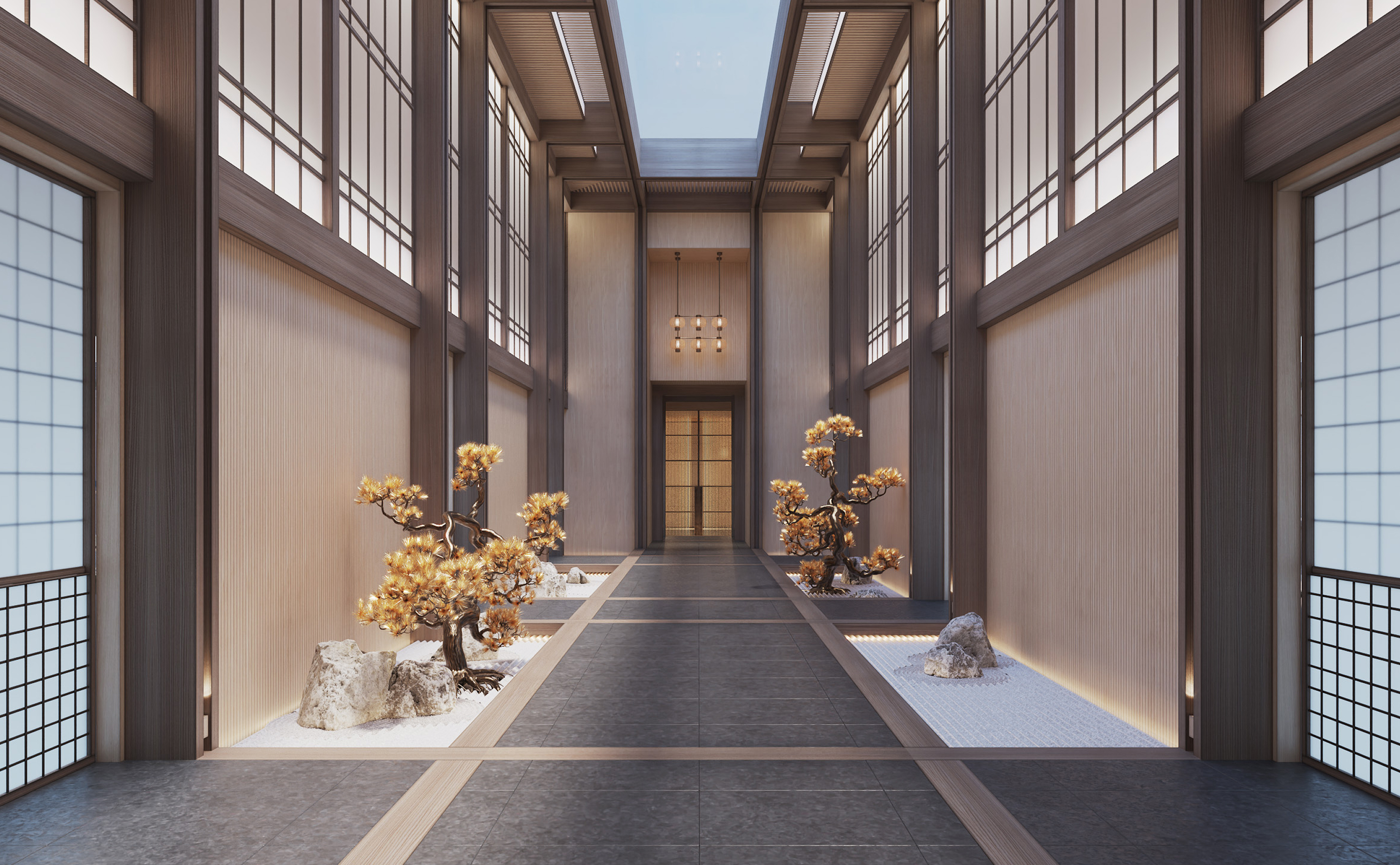 Japanese-inspired entrance to Aman Spa aboard the 180m luxury motor yacht
