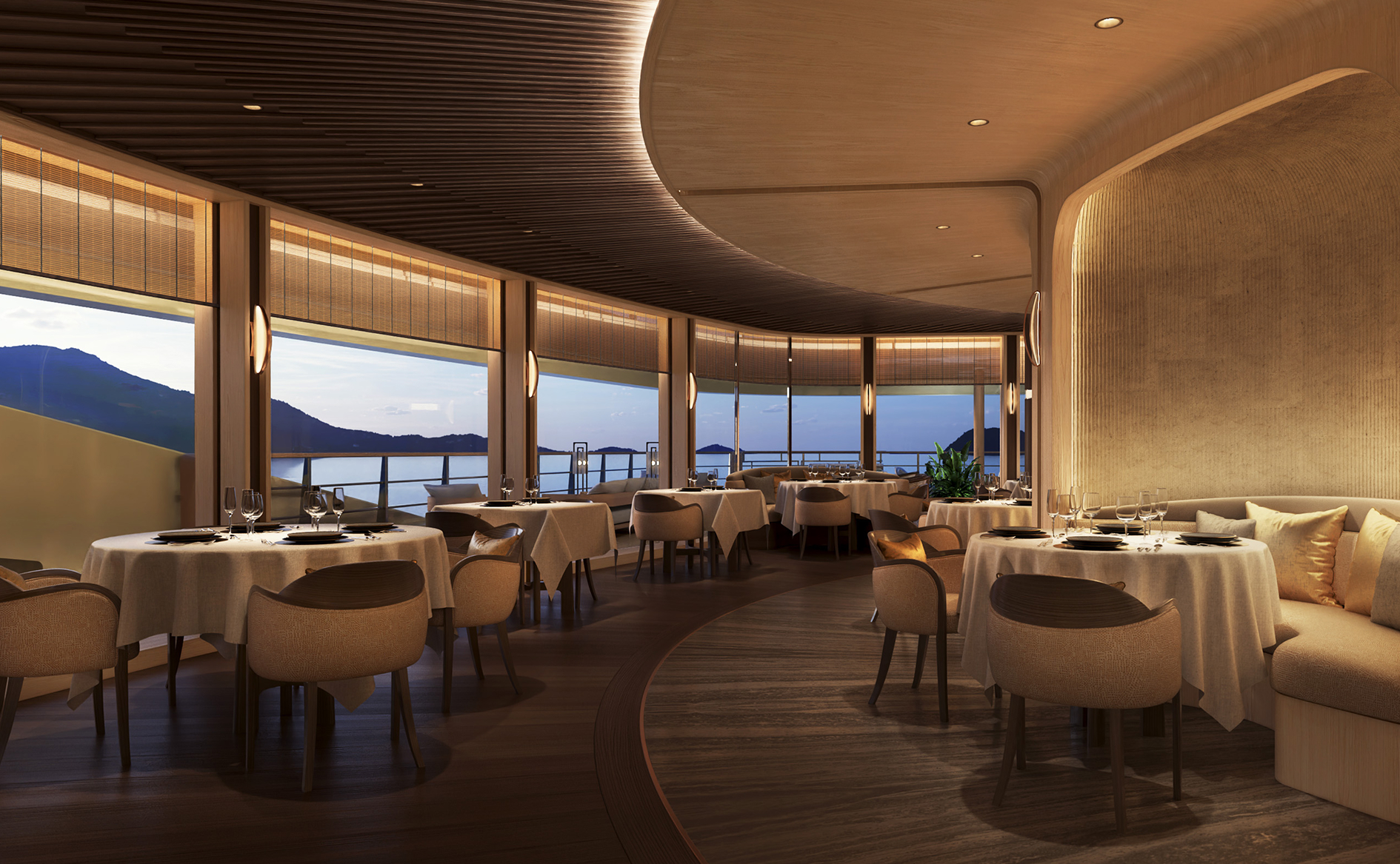 Aman Grill elemental dining aboard the Amangati yacht during a luxury yacht voyage