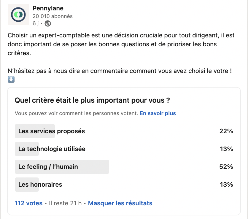 Sondage LinkedIn choisir son EC