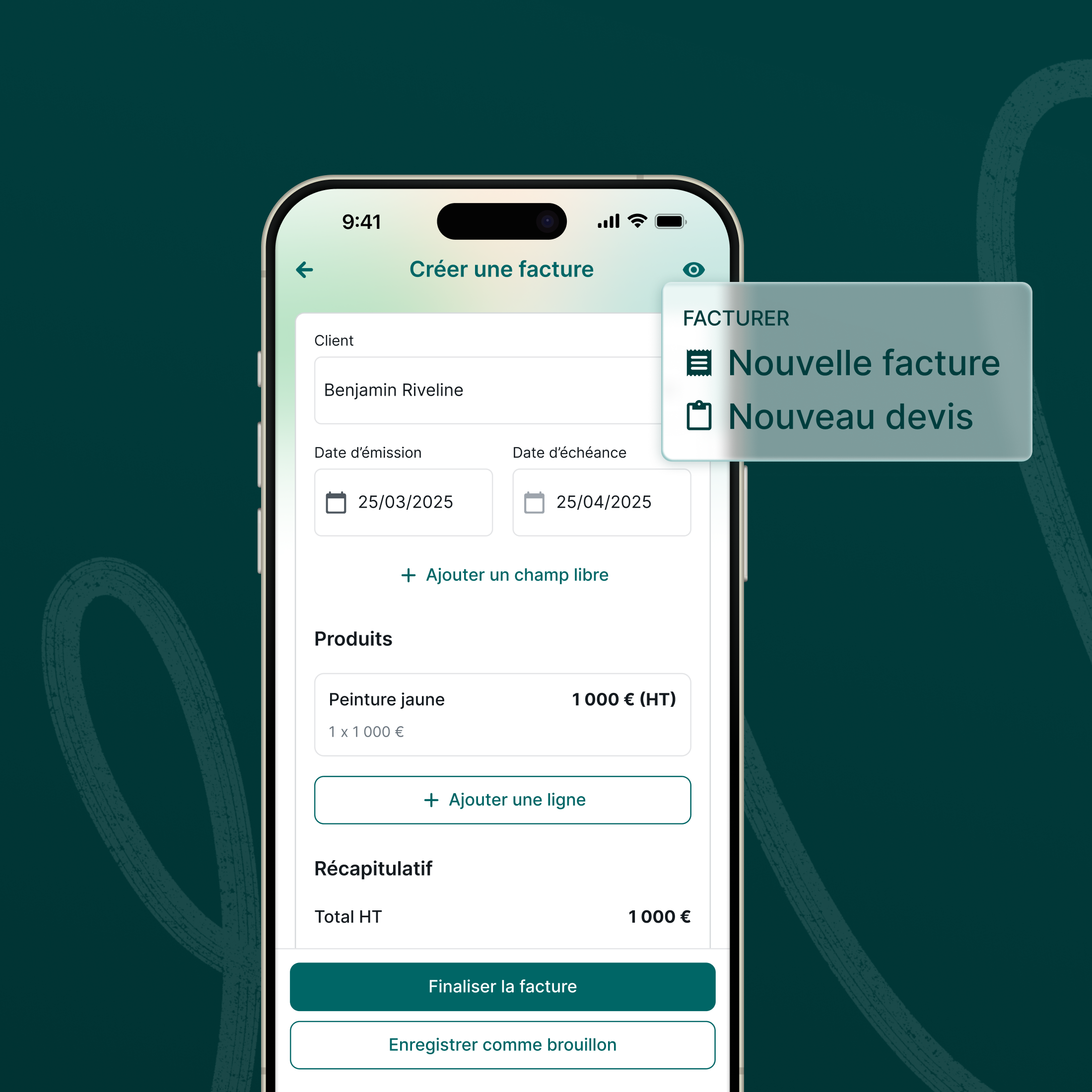 Facture électronique création mobile