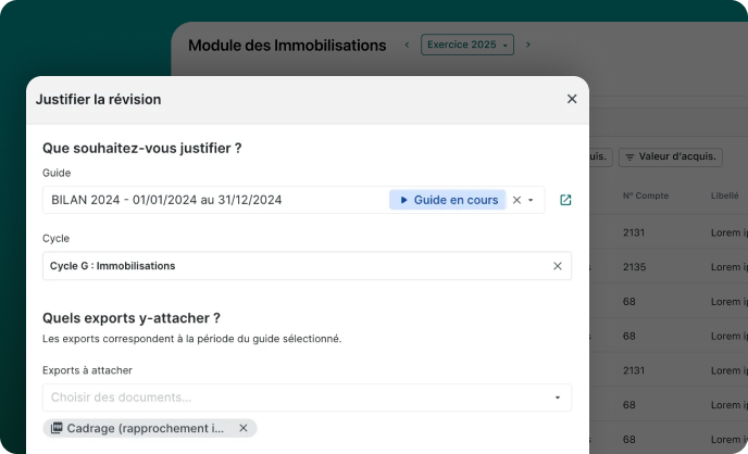 Modules de cut-off, immos, emprunts