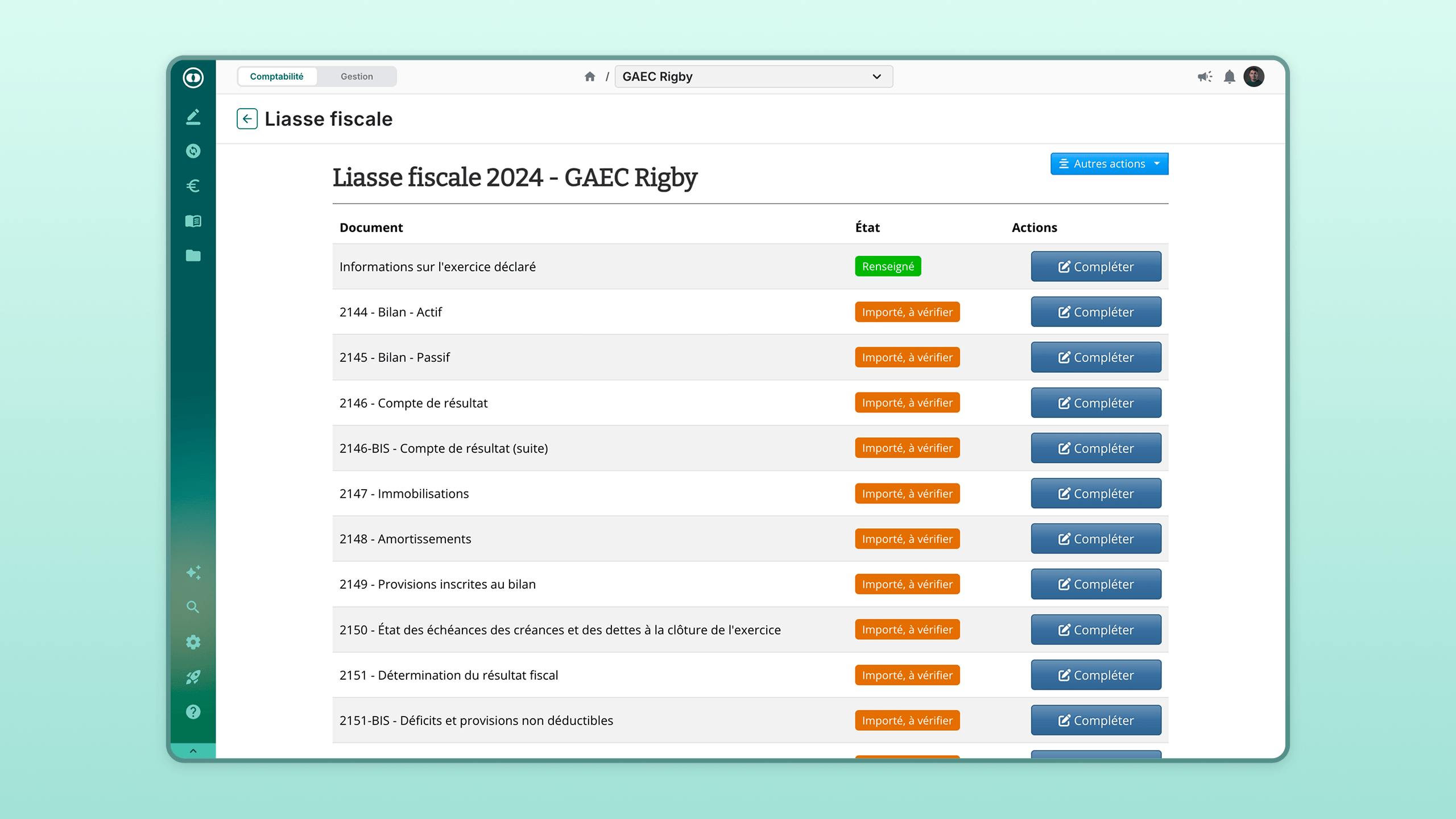 Liasse fiscale agricole