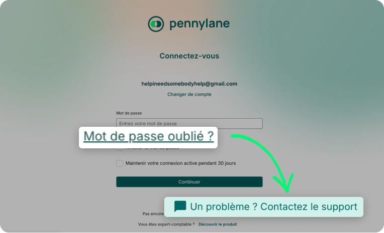 Support - mot de passe oublié