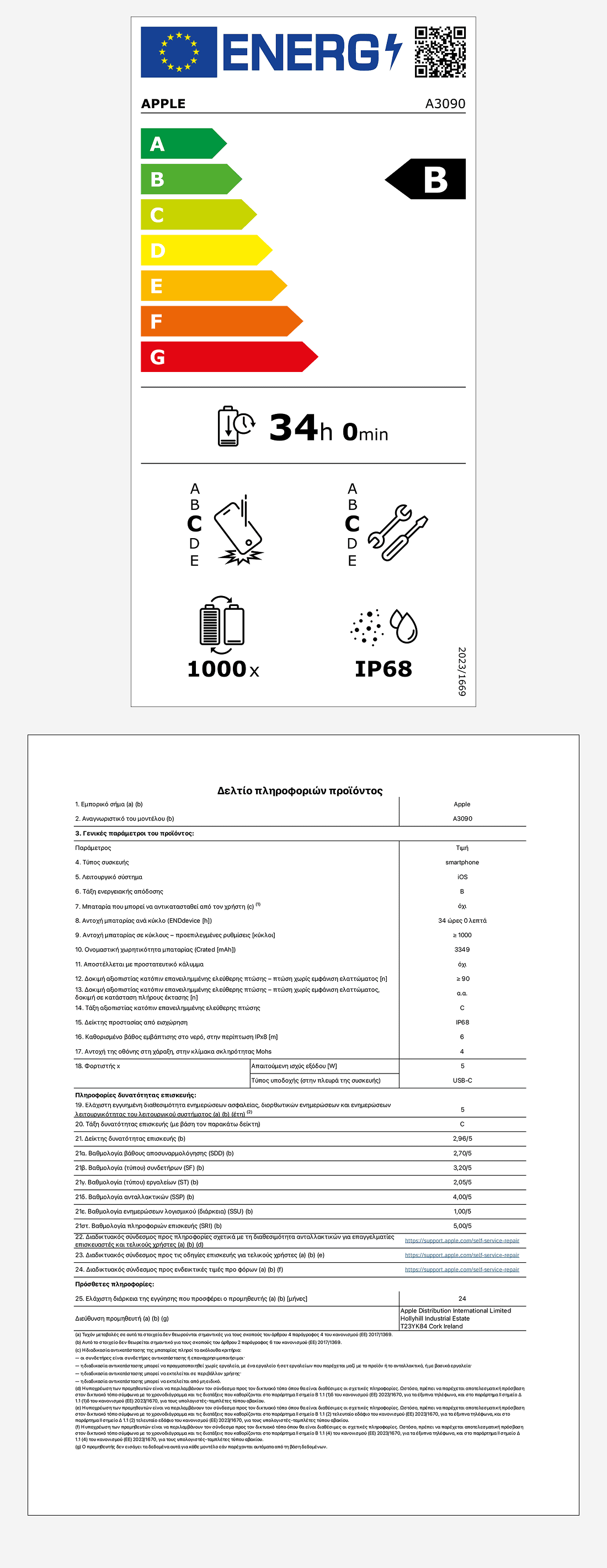 Energy Labels - Apple iPhone 15 128GB