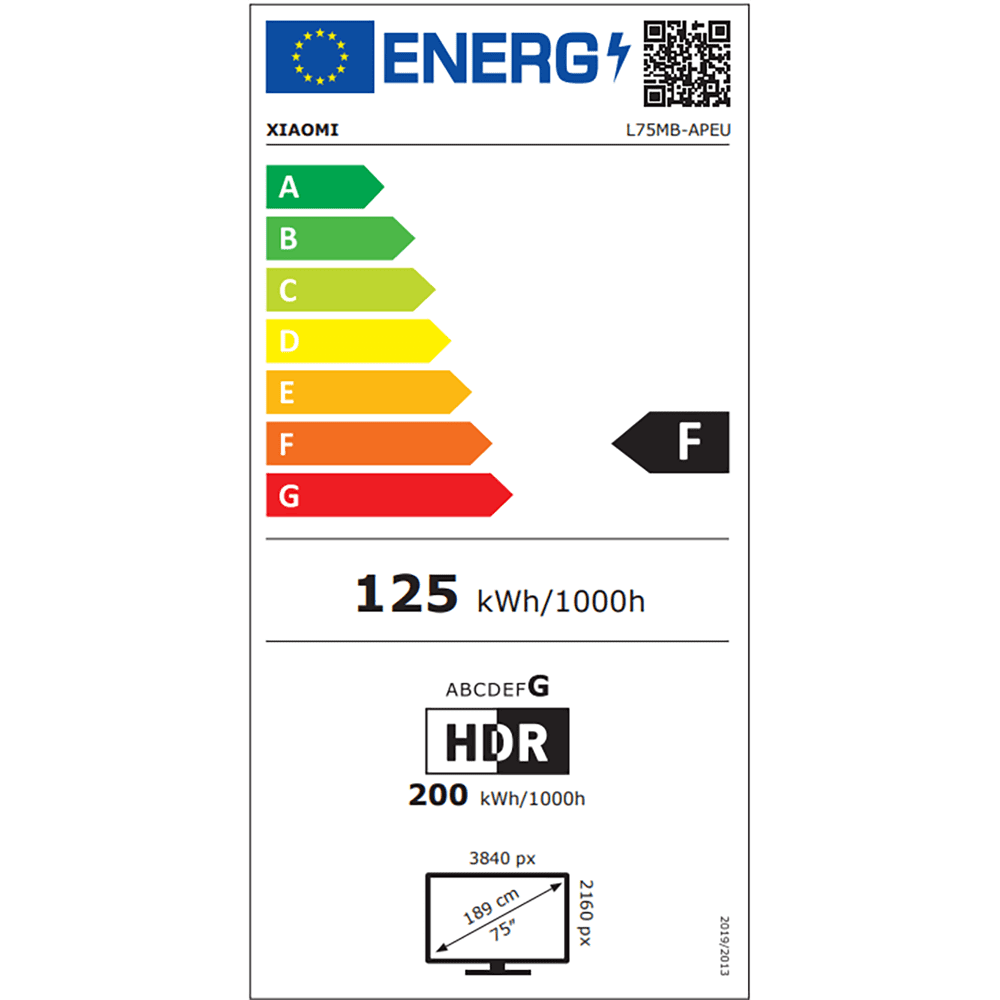 tv a pro 75" energy label img