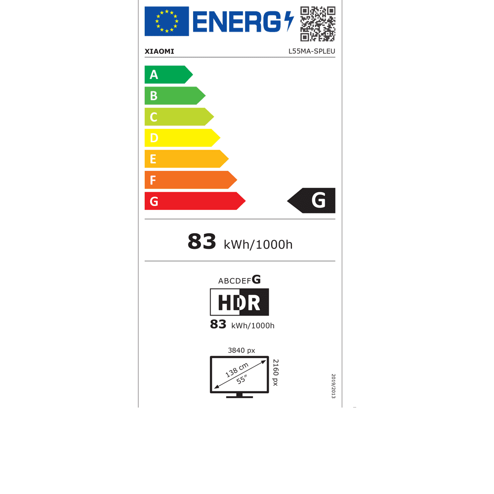 Energy label Xiaomi TV S Mini 55"