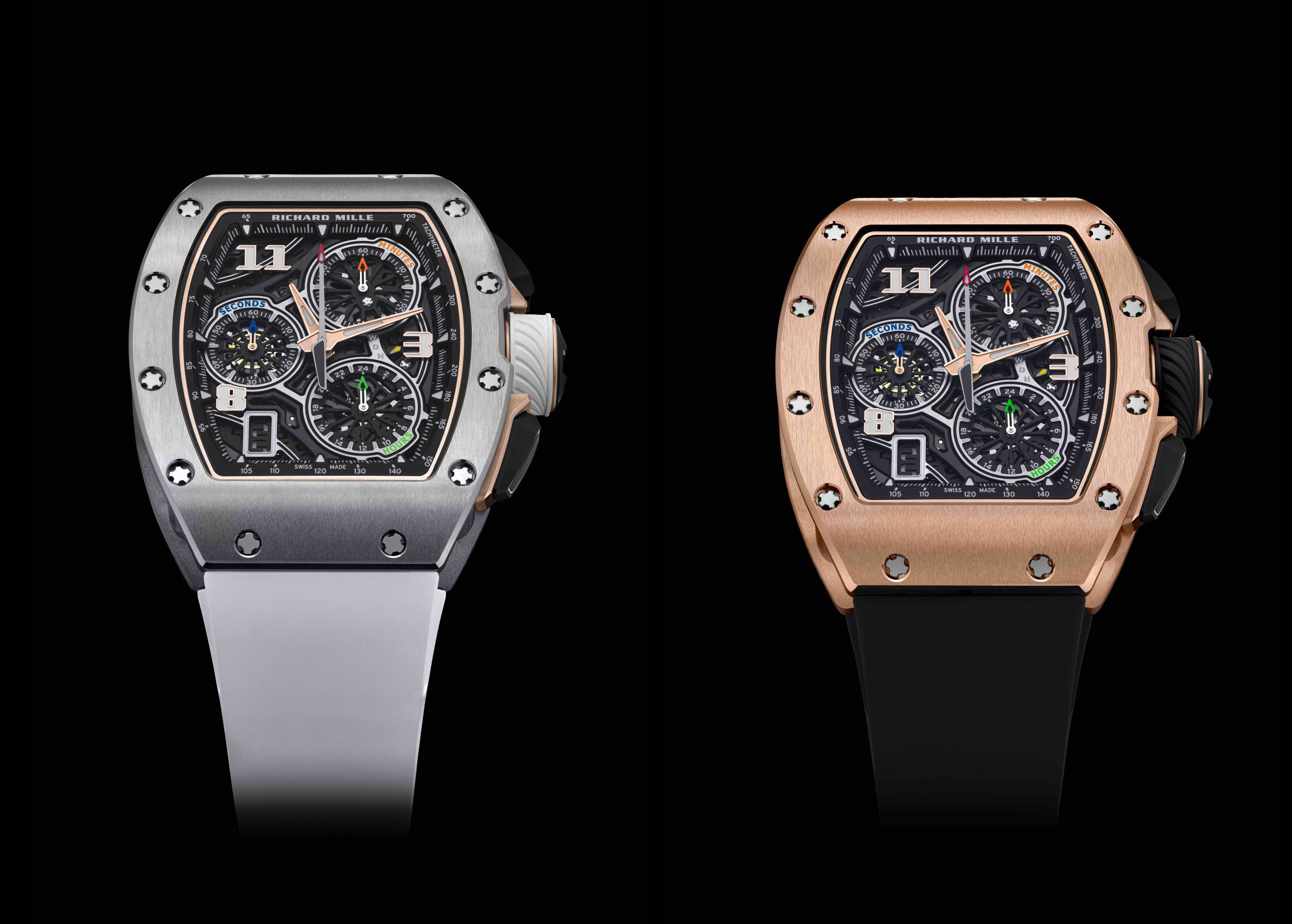 Chiếc đồng hồ mới được Richard Mille trình làng với 2 phiên bản: vàng và titan.