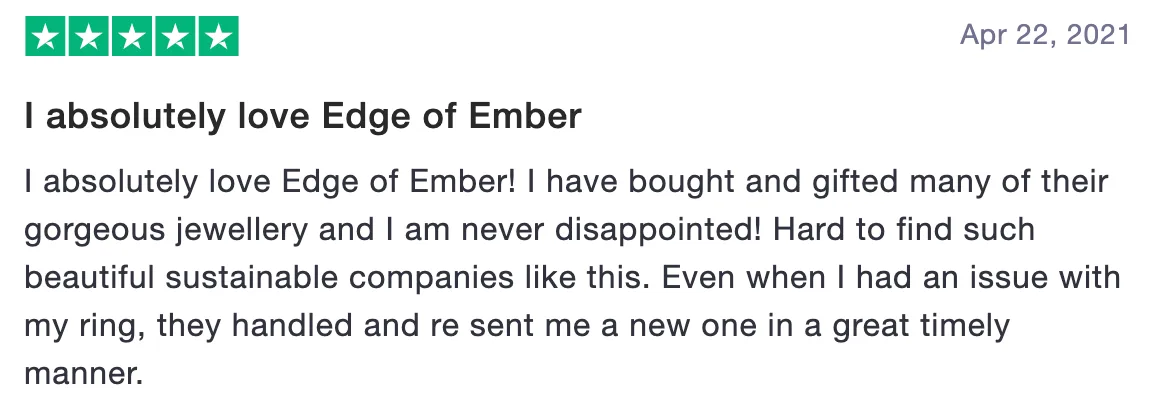 A five star review of edge of ember on Trustpilot Review of edgeofember.com
