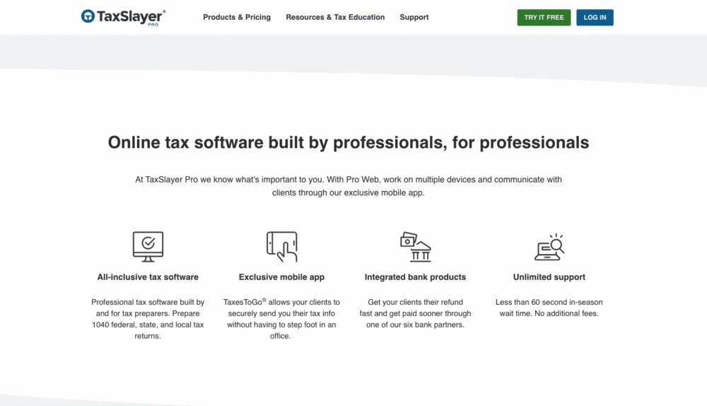 TaxSlayer Pro uses Trustpilot reviews on homepage