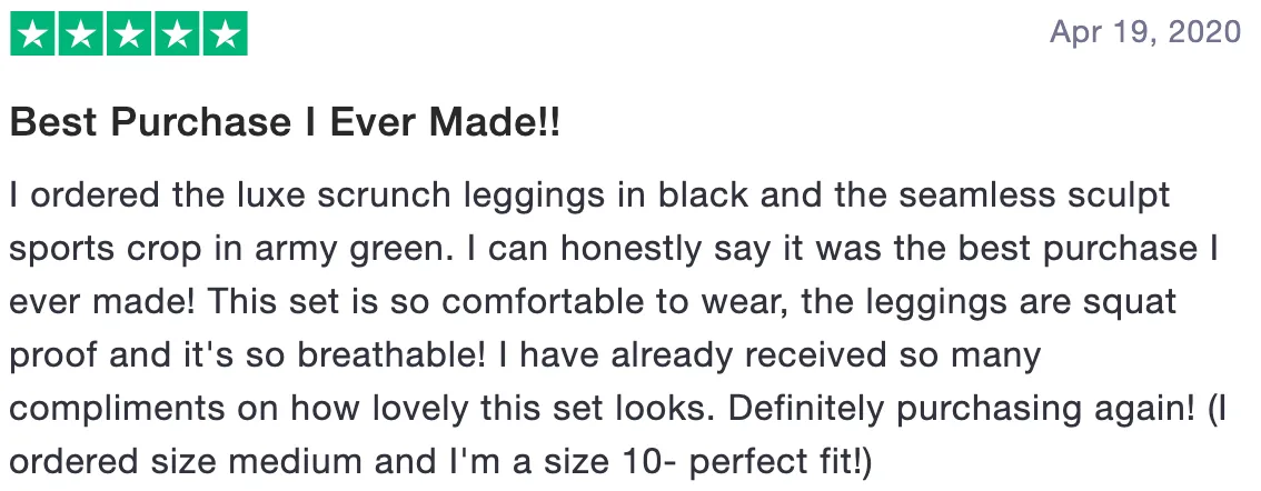Review of Astoria Activewear: Best Purchase I Ever Made!! (5 stars)
