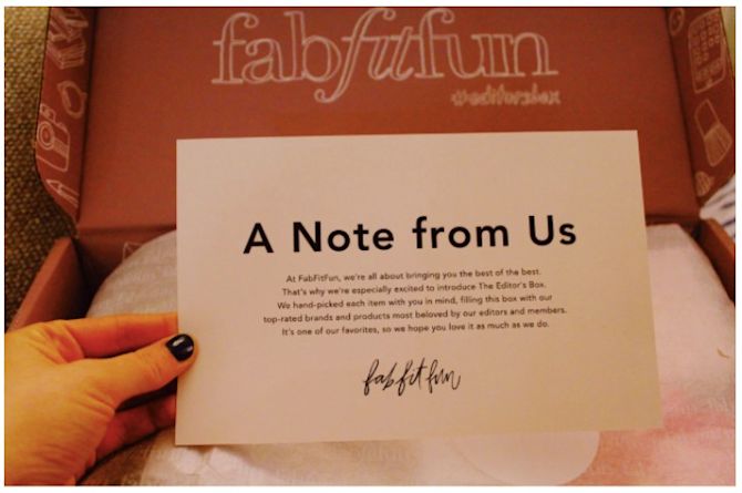 Personalised marketing note from Fabfitfun fabfitfun personalised marketing